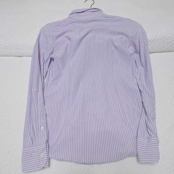 RALPH LAUREN: Purple/White Pin-Stripe Blouse - Size Medium - Picture 6 of 7